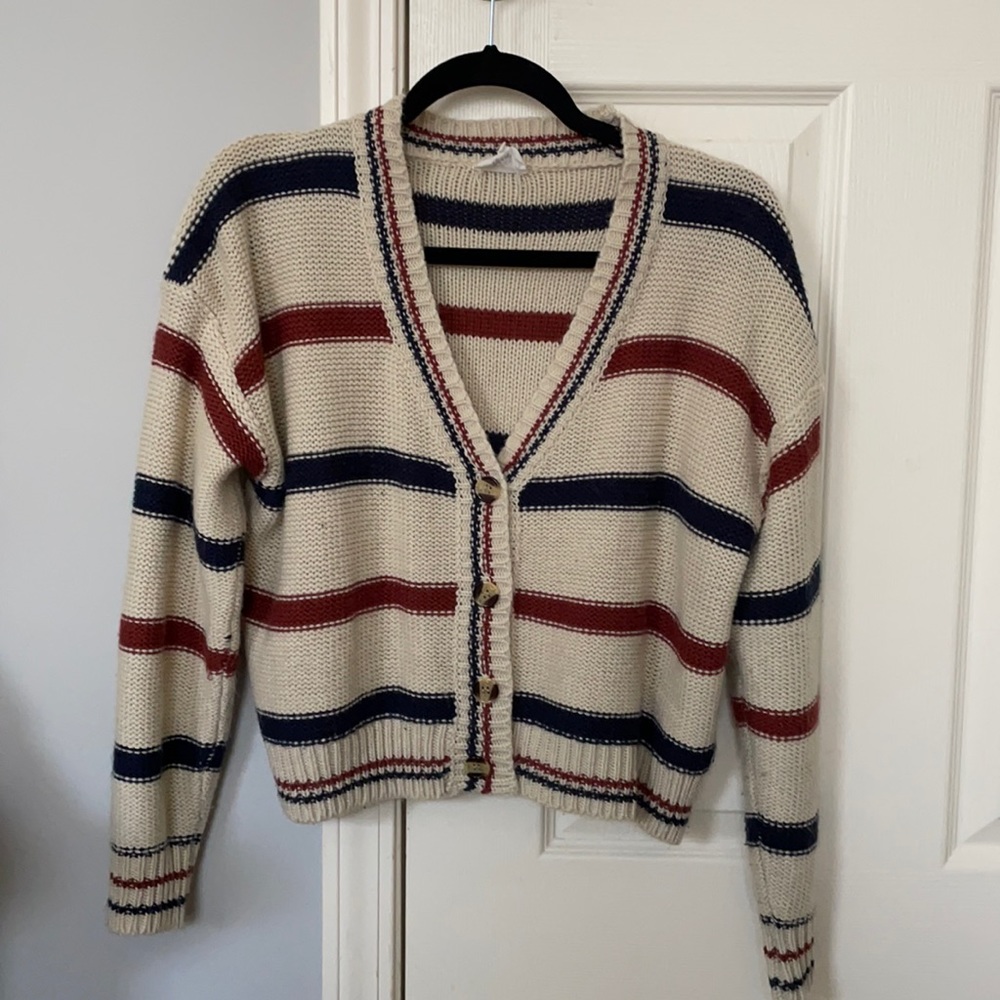 Striped sweater cardigan with buttons
